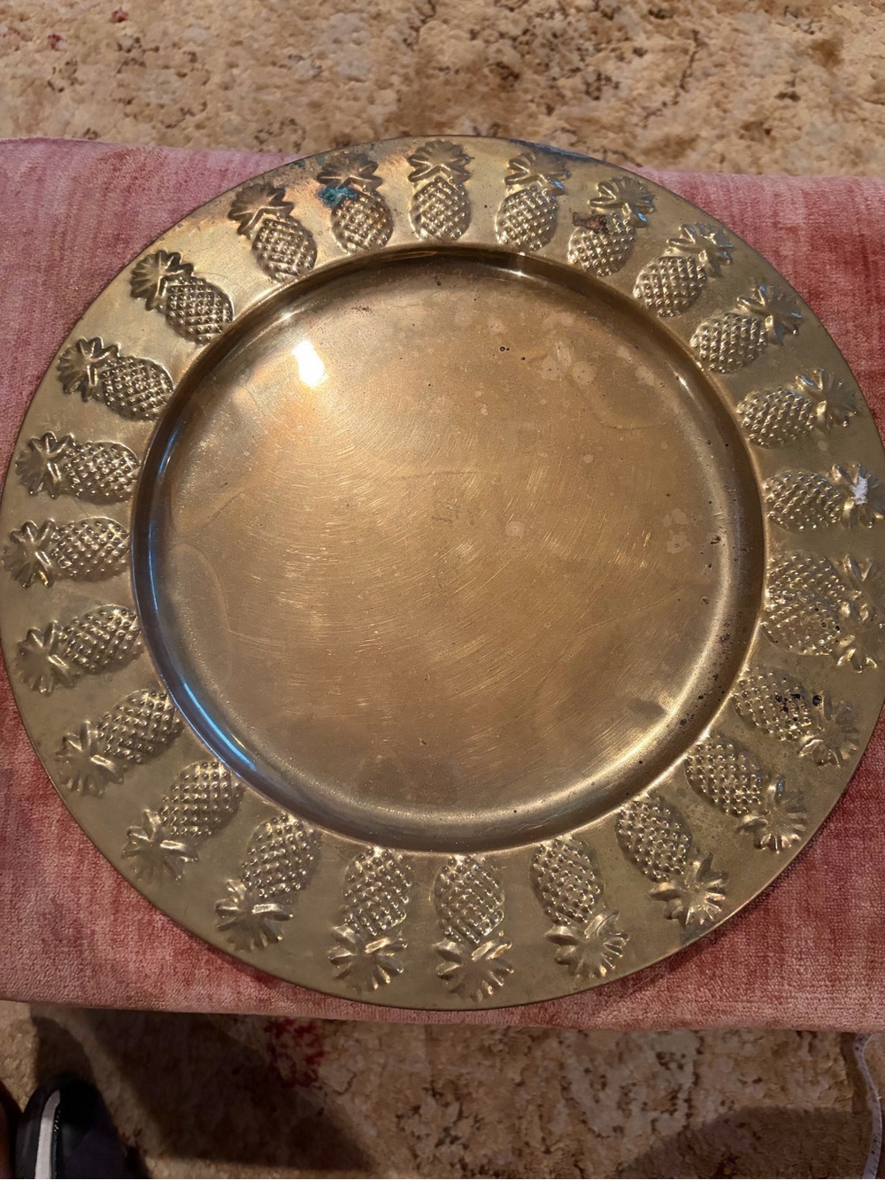 Vintage brass Gold Pineapple Charger Plate - Decorative Home Dining Accent GUC